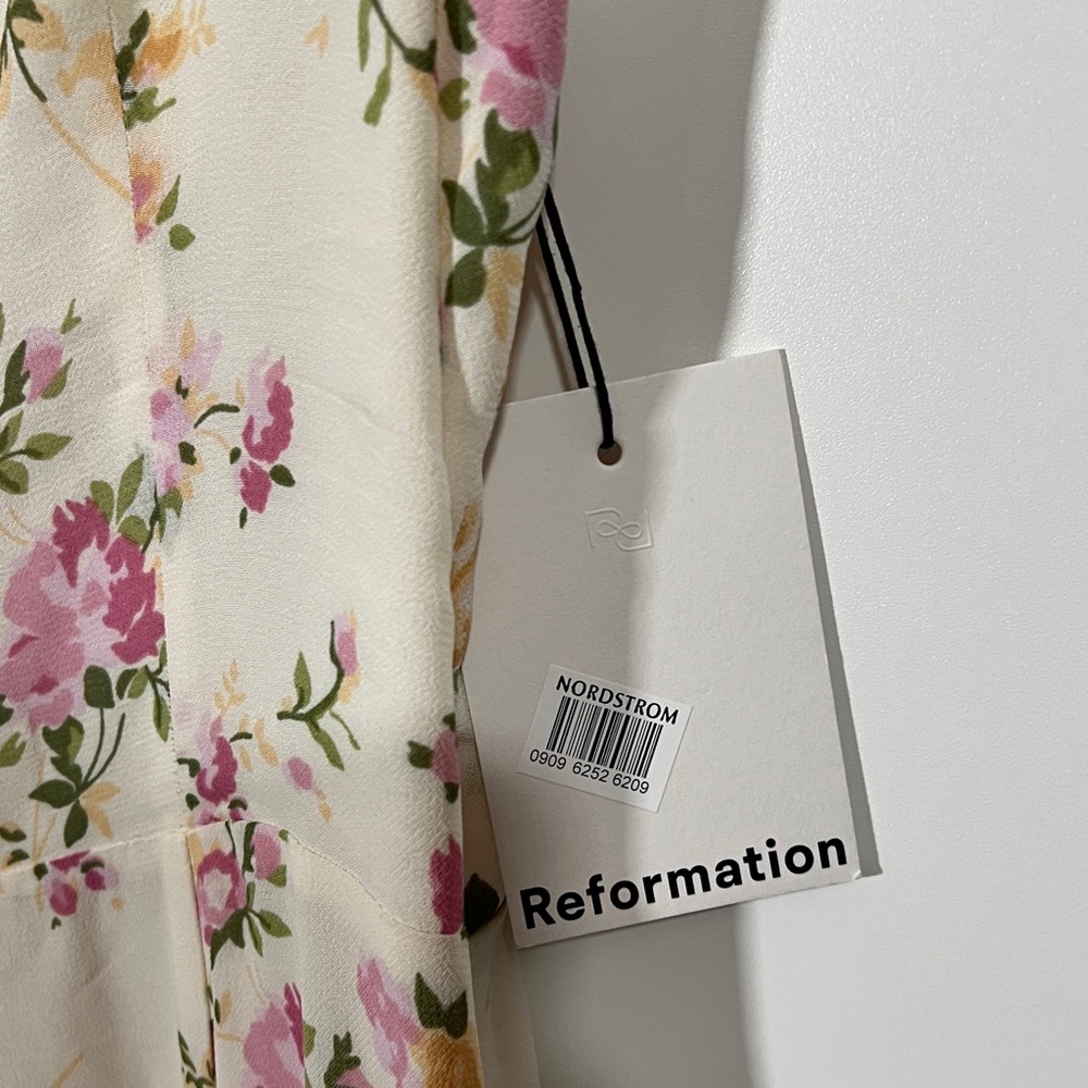 NWT Reformation Irisa Floral Trumpet Dress In Posy Print Sz 12 Pink - Picture 11 of 12
